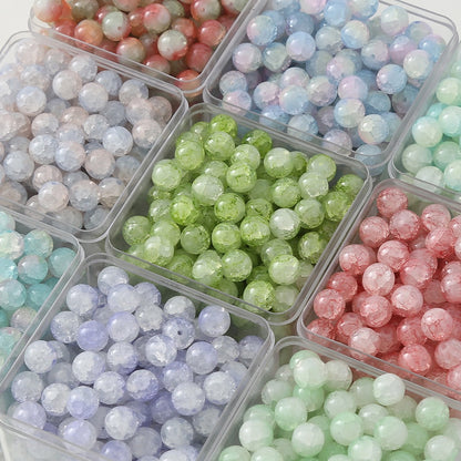 100pcs Colorful Glass Crackle Round Loose Beads