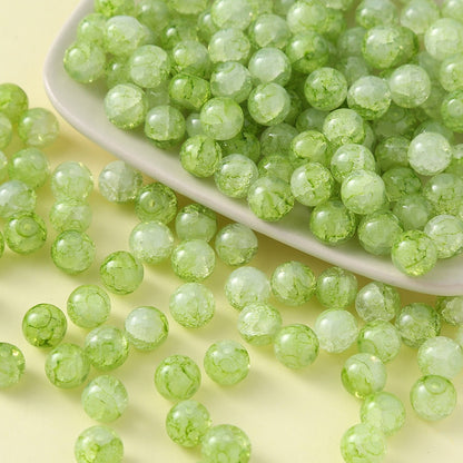 100pcs Colorful Glass Crackle Round Loose Beads