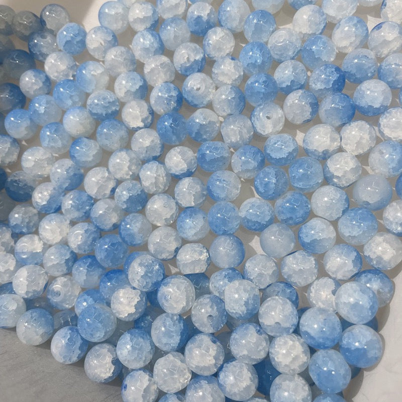 100pcs Colorful Glass Crackle Round Loose Beads