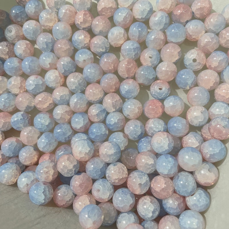 100pcs Colorful Glass Crackle Round Loose Beads