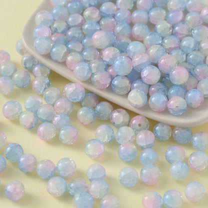 100pcs Colorful Glass Crackle Round Loose Beads