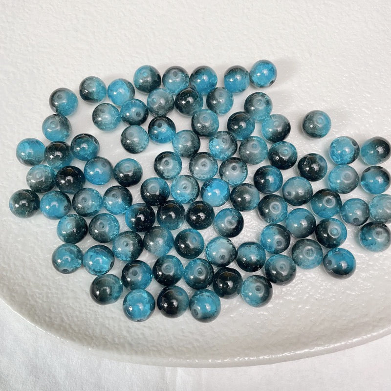 100pcs Colorful Glass Crackle Round Loose Beads