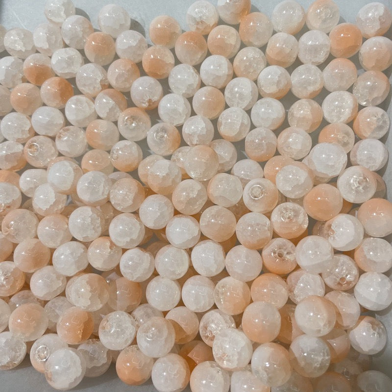 100pcs Colorful Glass Crackle Round Loose Beads