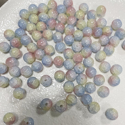 100pcs Colorful Glass Crackle Round Loose Beads