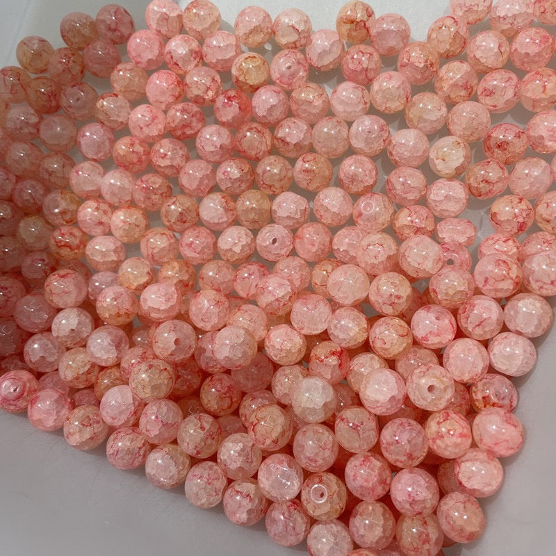 100pcs Colorful Glass Crackle Round Loose Beads