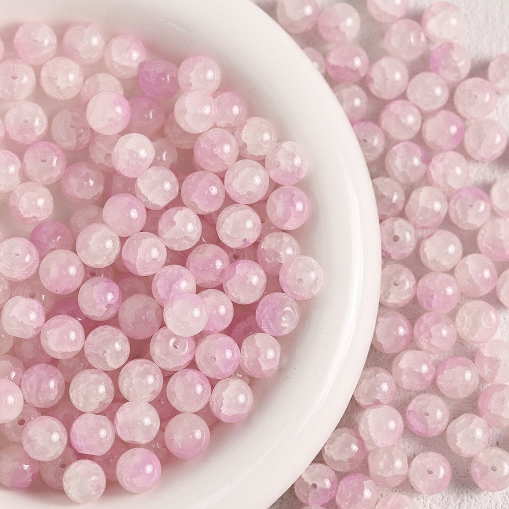 100pcs Colorful Glass Crackle Round Loose Beads