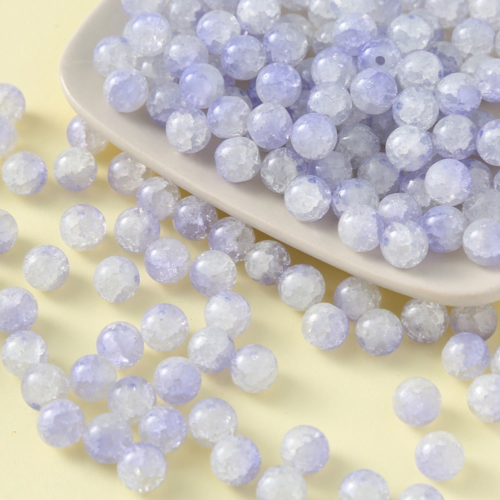 100pcs Colorful Glass Crackle Round Loose Beads