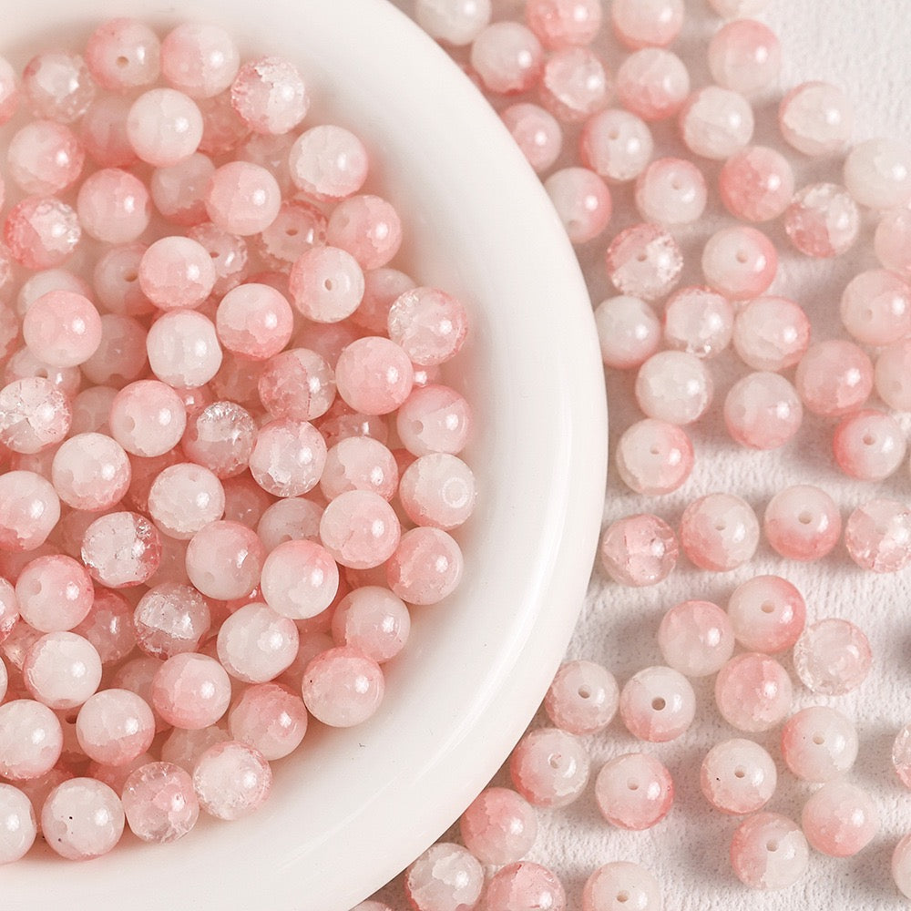 100pcs Colorful Glass Crackle Round Loose Beads