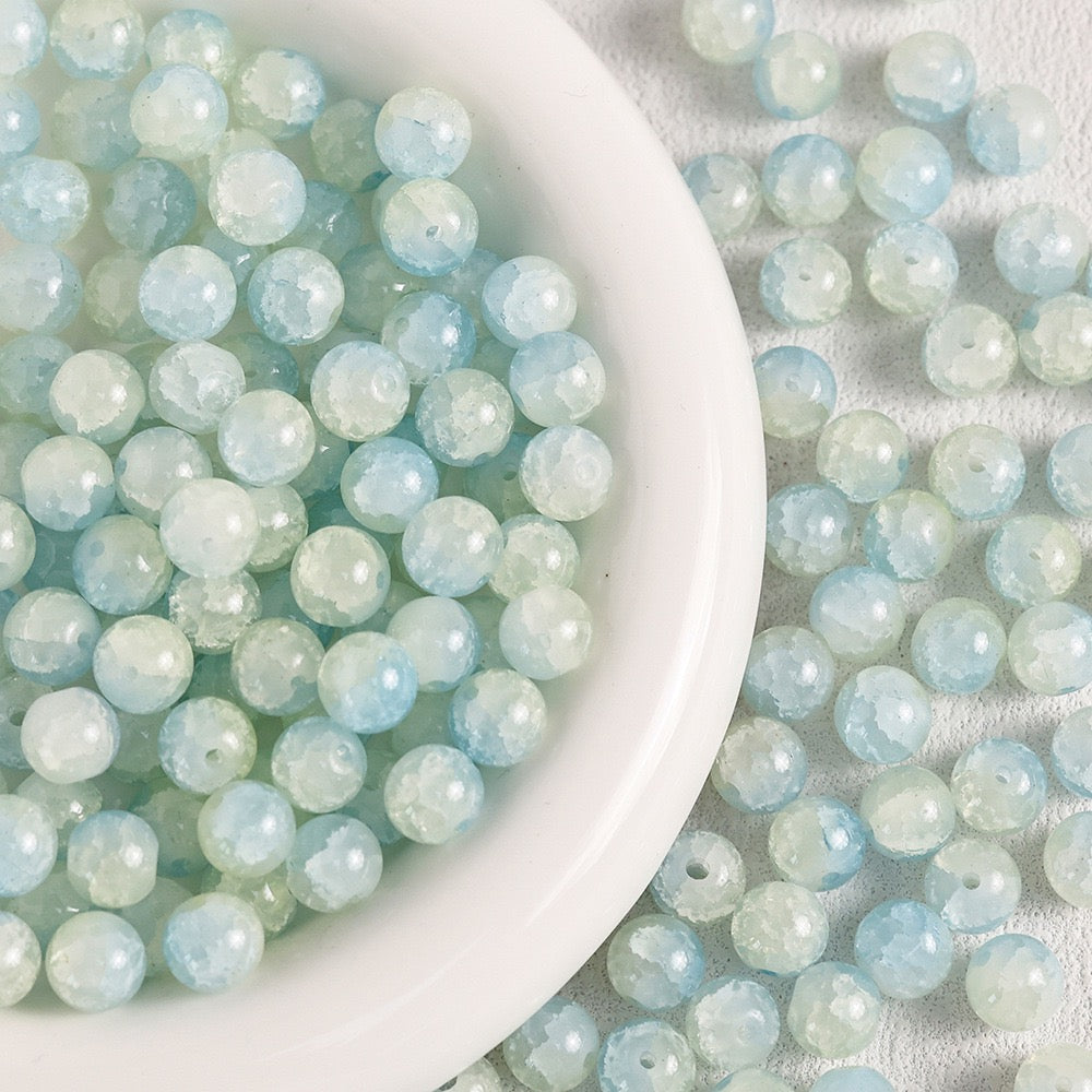 100pcs Colorful Glass Crackle Round Loose Beads