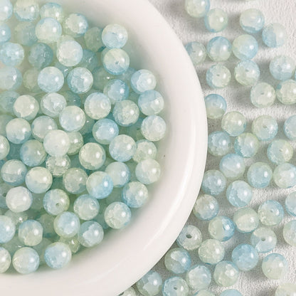 100pcs Colorful Glass Crackle Round Loose Beads