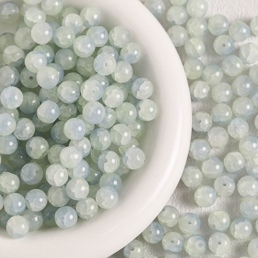 100pcs Colorful Glass Crackle Round Loose Beads