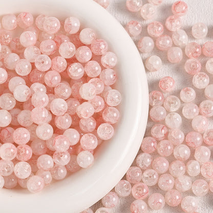 100pcs Colorful Glass Crackle Round Loose Beads