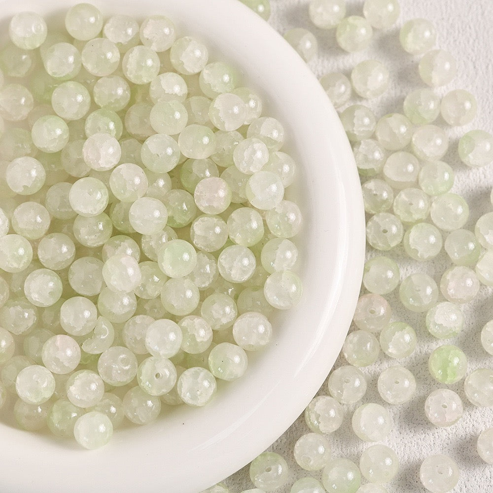 100pcs Colorful Glass Crackle Round Loose Beads