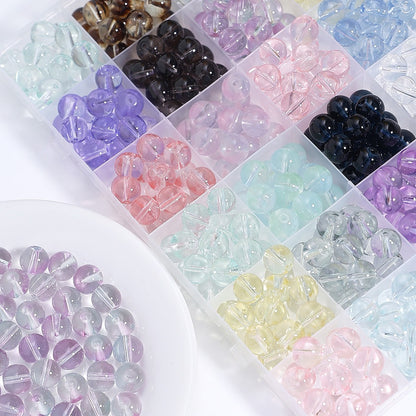 100pcs Clear Translucent Glass Round Beads