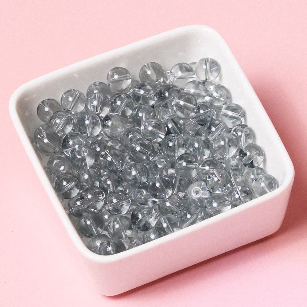 100pcs Clear Translucent Glass Round Beads