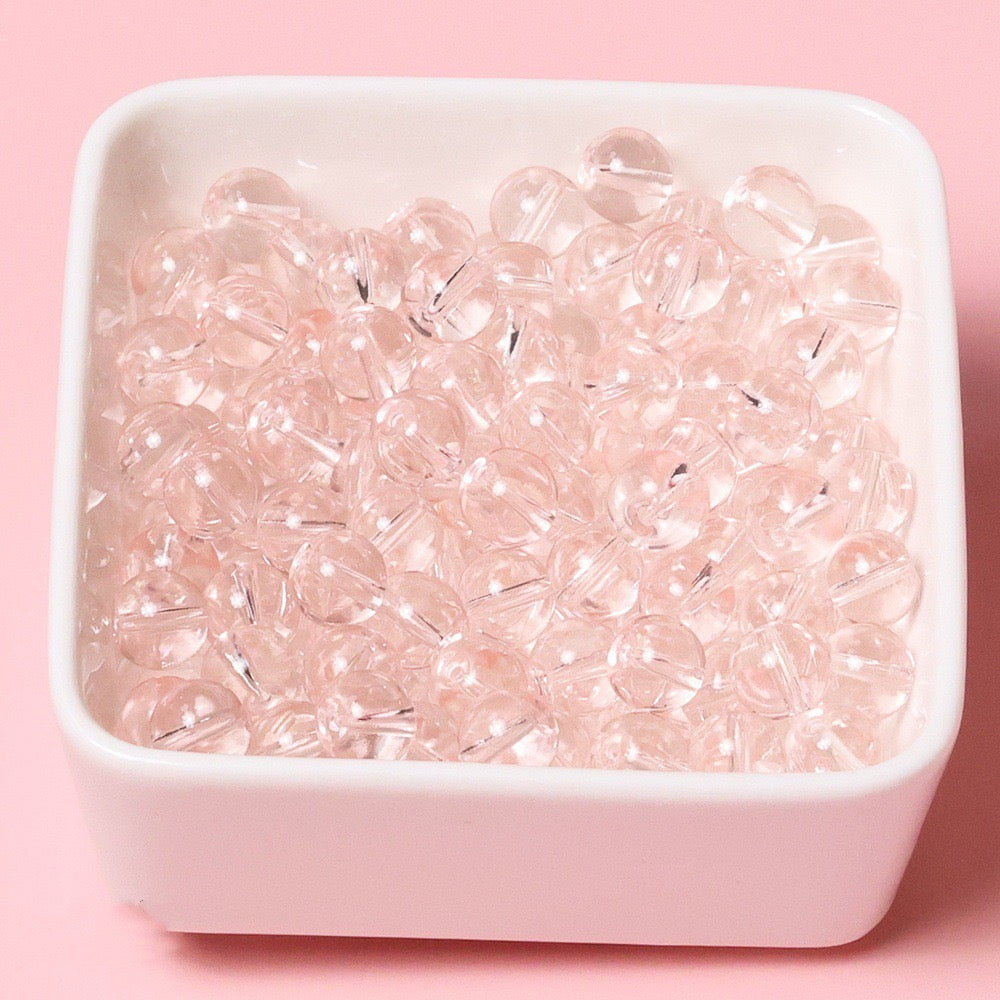 100pcs Clear Translucent Glass Round Beads