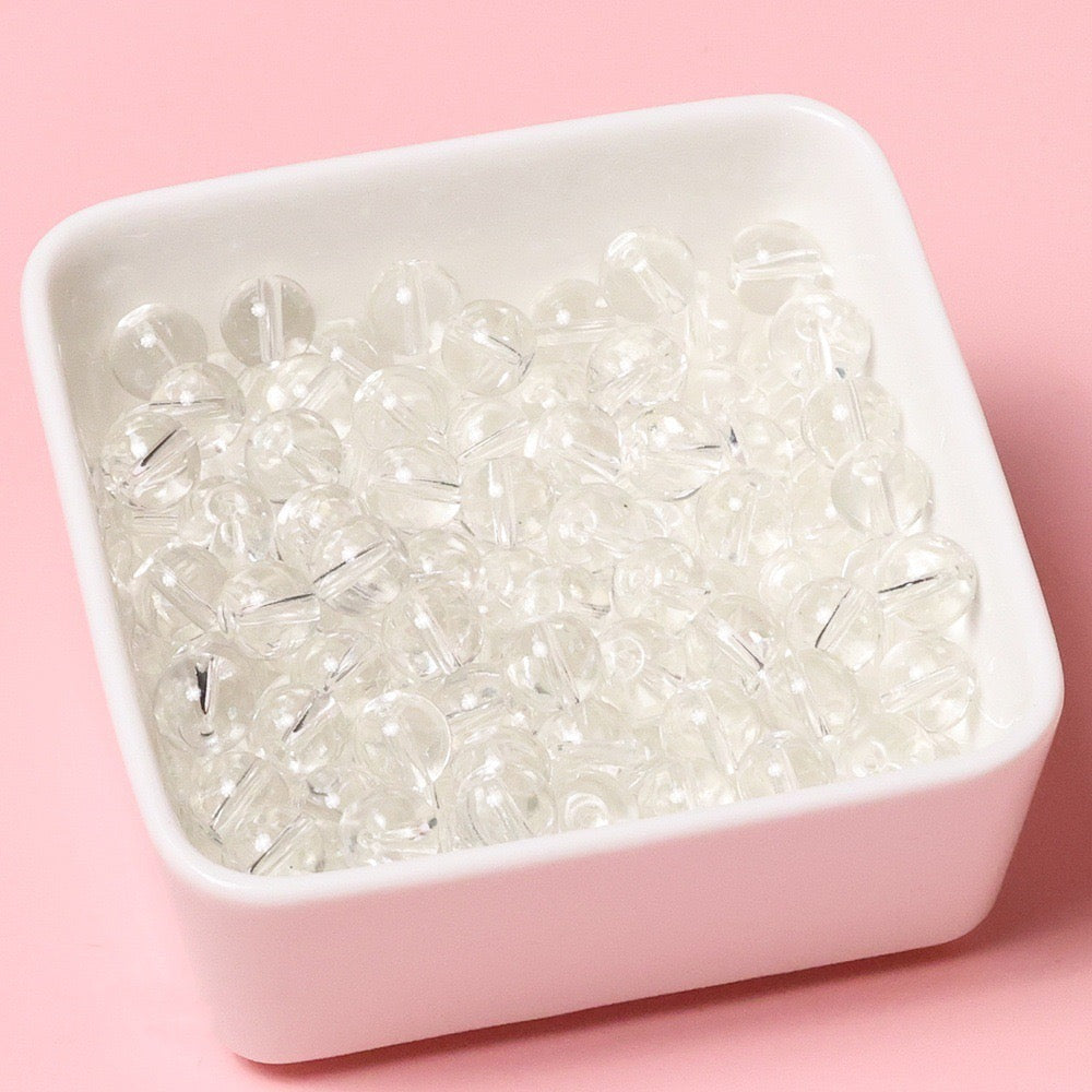 100pcs Clear Translucent Glass Round Beads