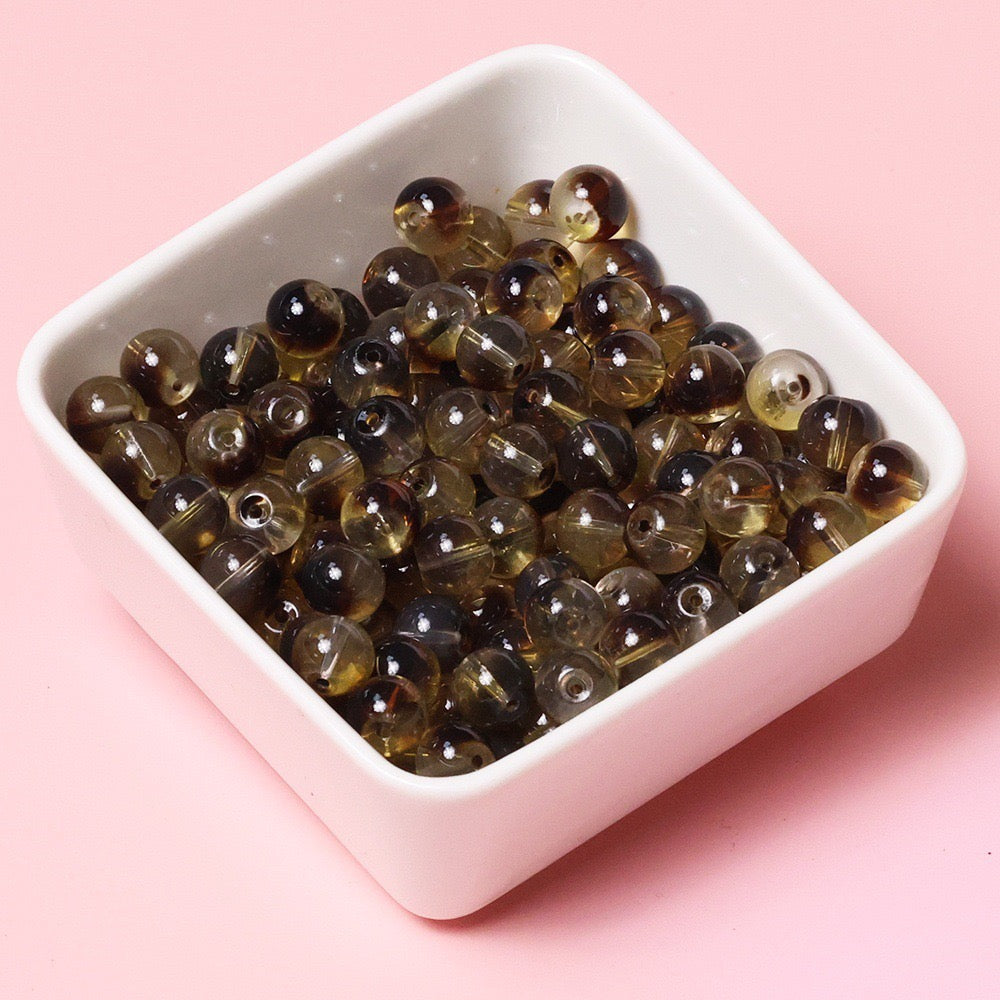 100pcs Clear Translucent Glass Round Beads