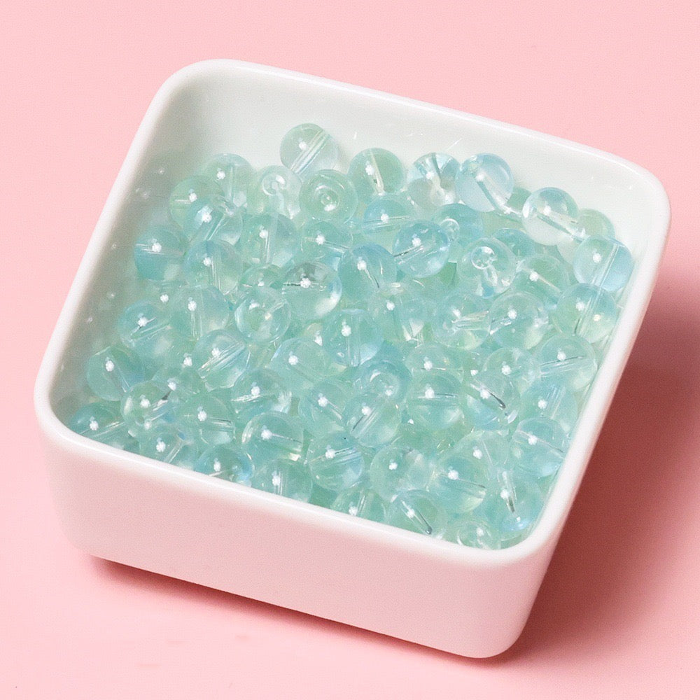 100pcs Clear Translucent Glass Round Beads