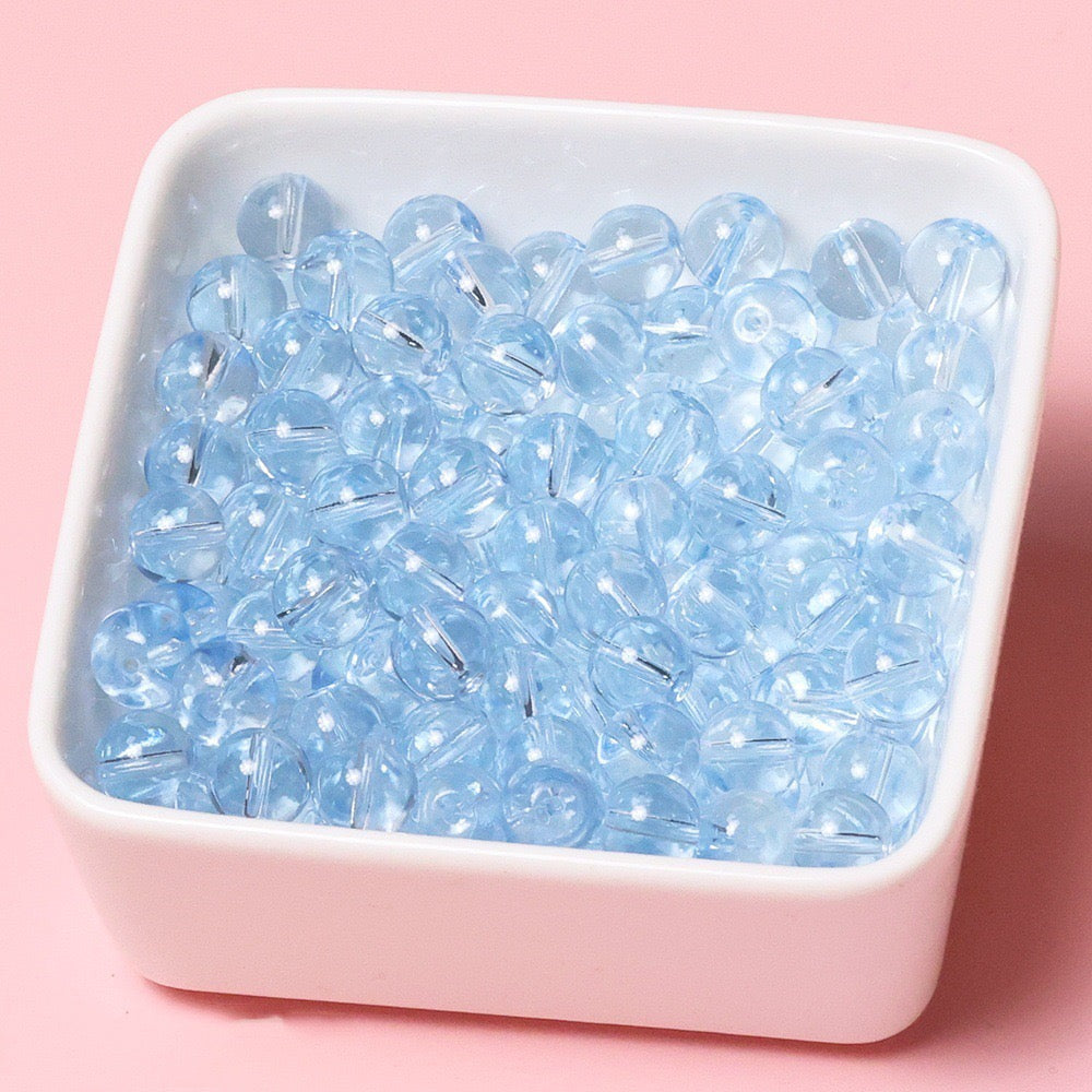 100pcs Clear Translucent Glass Round Beads