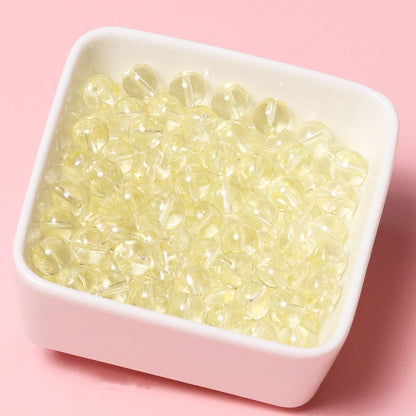 100pcs Clear Translucent Glass Round Beads