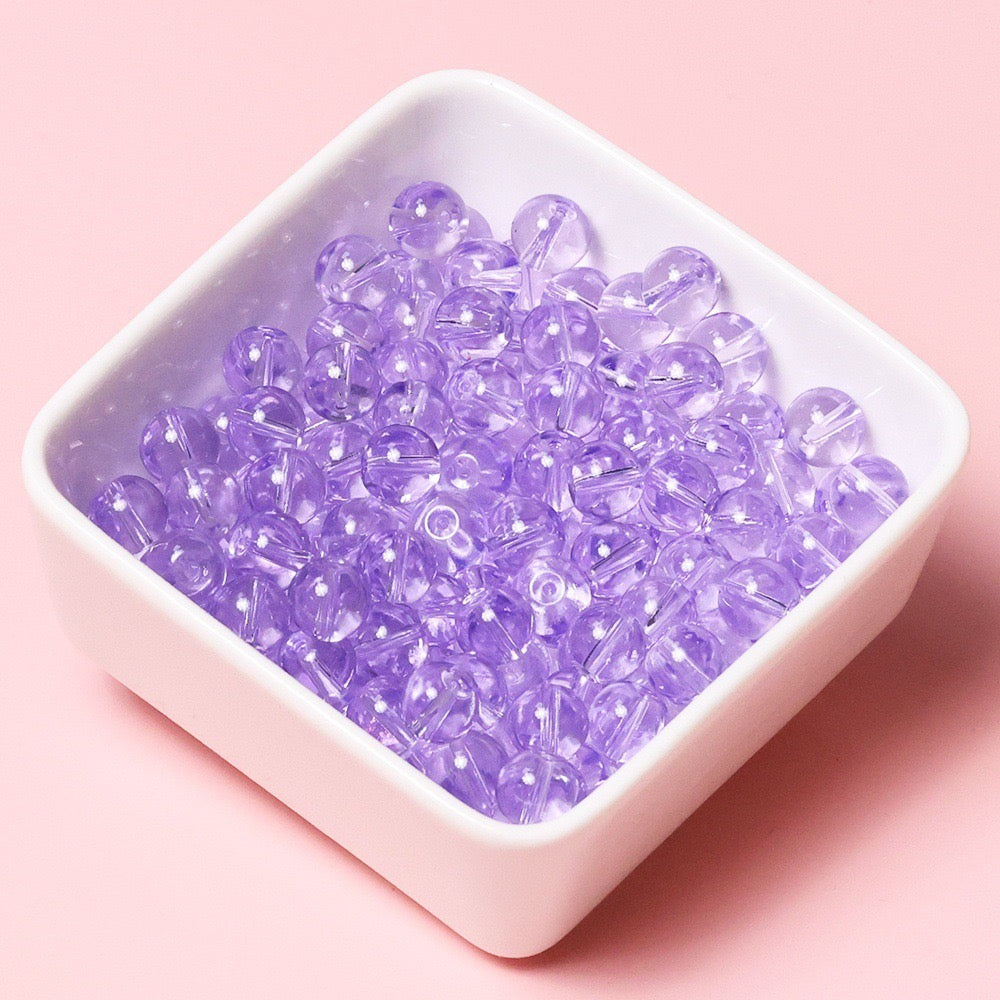 100pcs Clear Translucent Glass Round Beads
