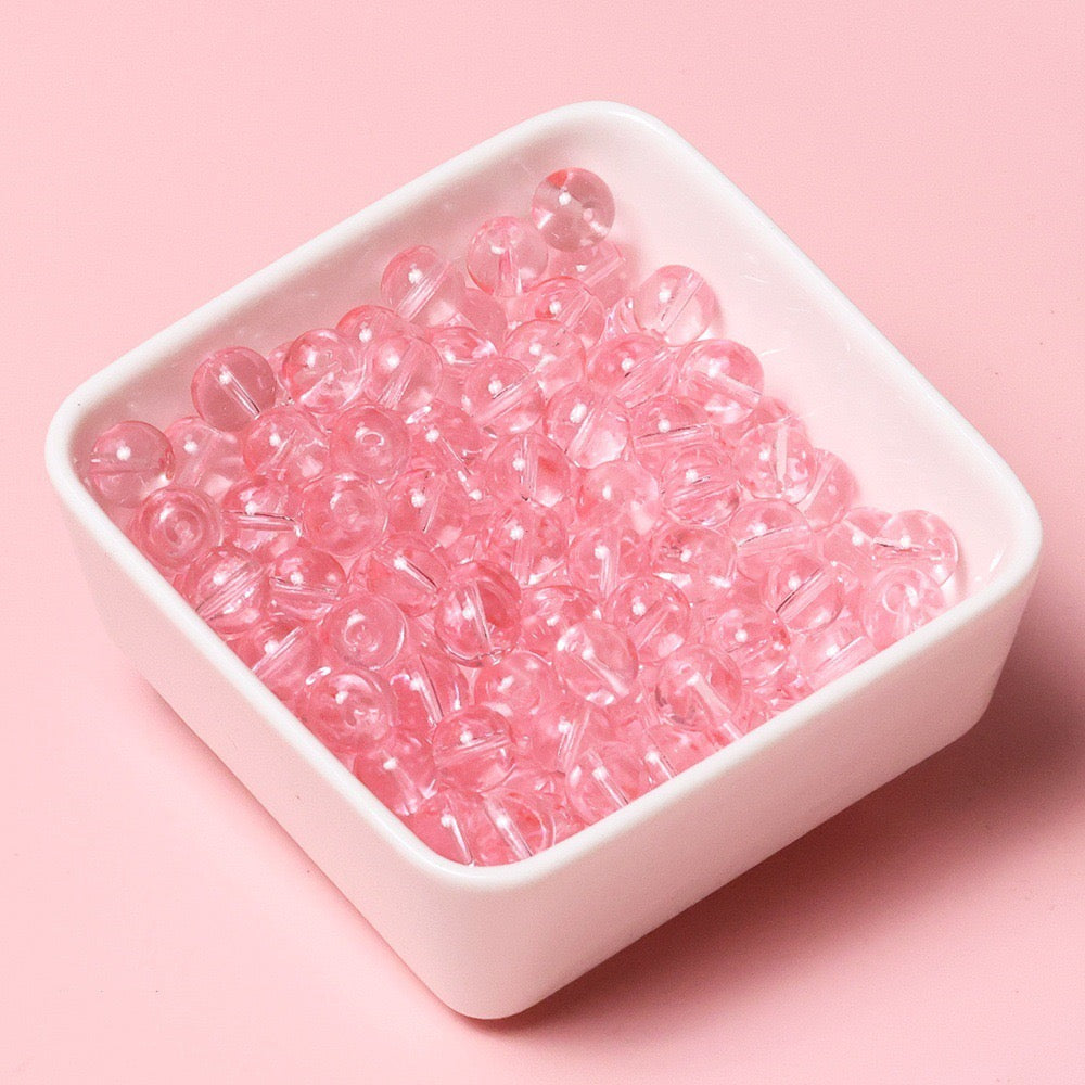 100pcs Clear Translucent Glass Round Beads