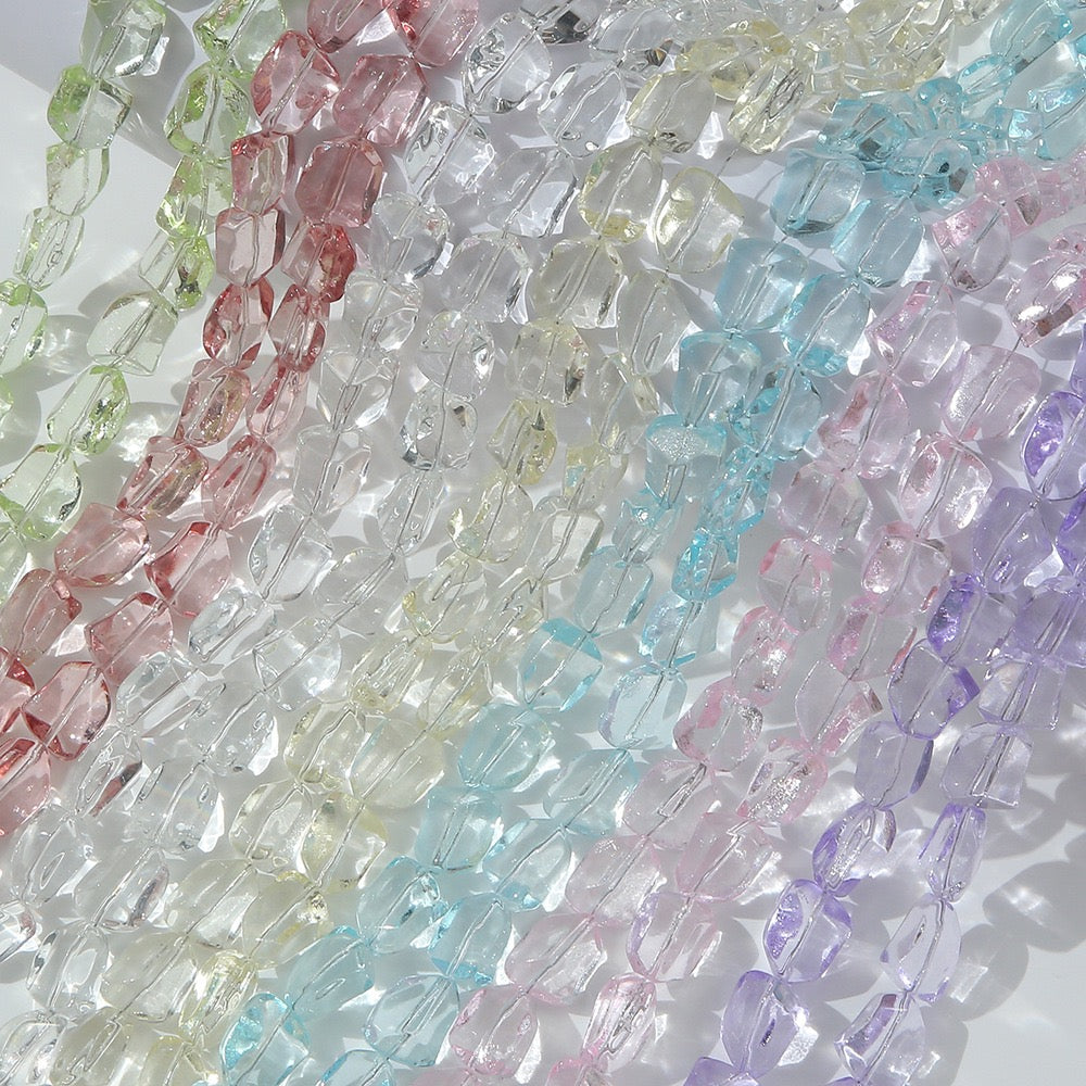 50pcs Clear Translucent Glass Irregular Beads