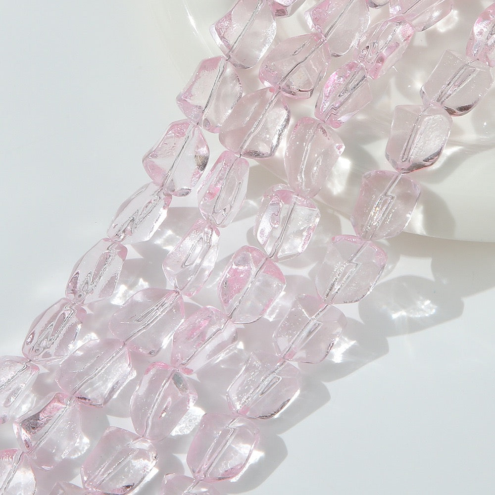 50pcs Clear Translucent Glass Irregular Beads