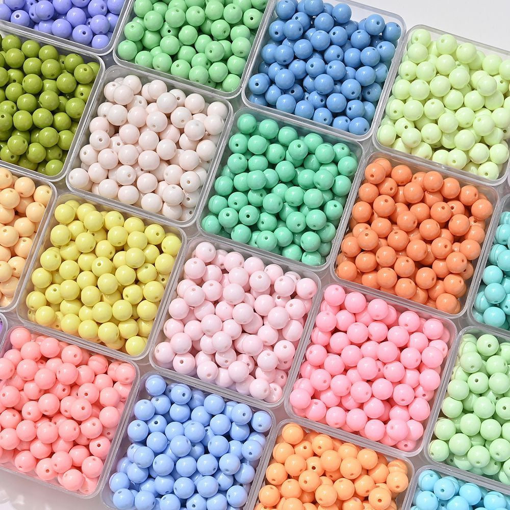 100pcs Solid‑Color Round Glass Beads