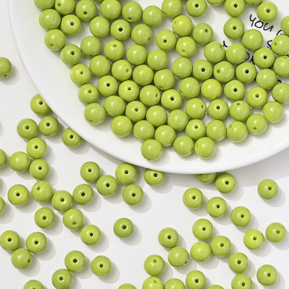 100pcs Solid‑Color Round Glass Beads