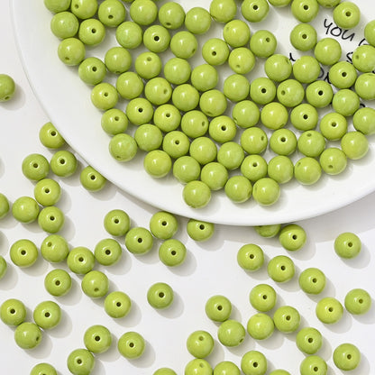 100pcs Solid‑Color Round Glass Beads