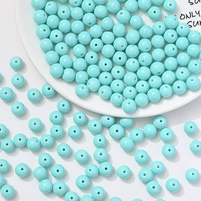 100pcs Solid‑Color Round Glass Beads