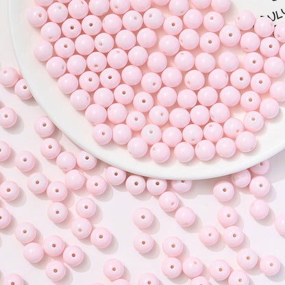 100pcs Solid‑Color Round Glass Beads