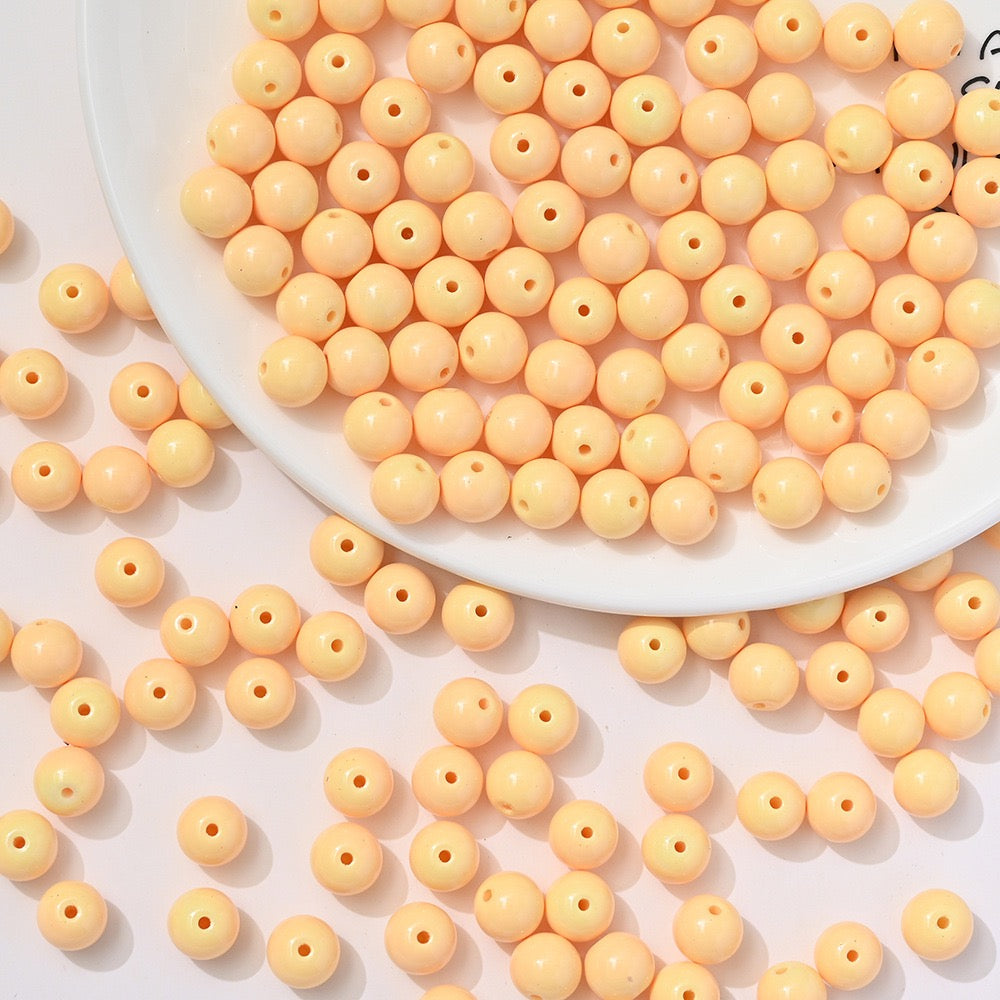100pcs Solid‑Color Round Glass Beads