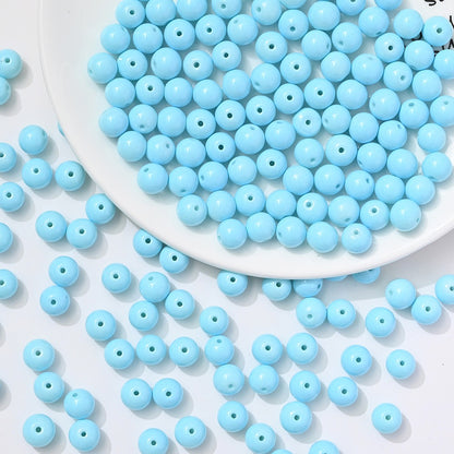 100pcs Solid‑Color Round Glass Beads