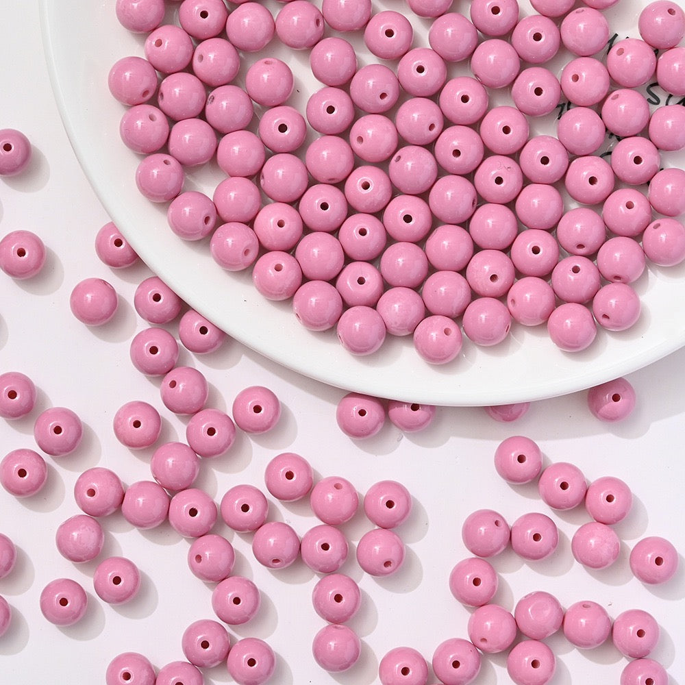 100pcs Solid‑Color Round Glass Beads