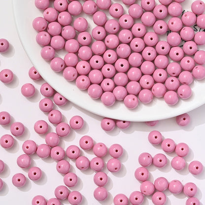 100pcs Solid‑Color Round Glass Beads