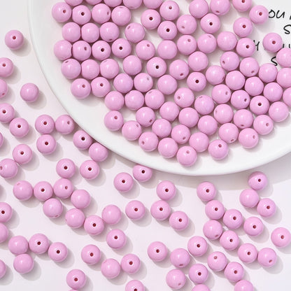 100pcs Solid‑Color Round Glass Beads