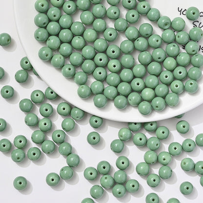 100pcs Solid‑Color Round Glass Beads