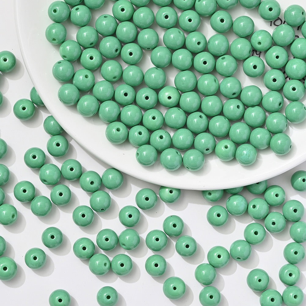 100pcs Solid‑Color Round Glass Beads