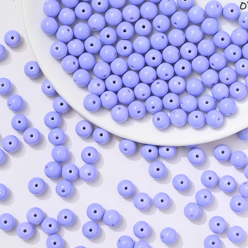 100pcs Solid‑Color Round Glass Beads