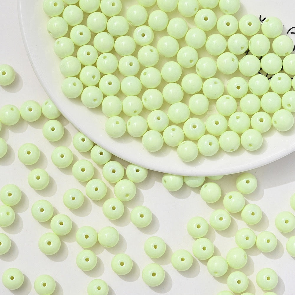 100pcs Solid‑Color Round Glass Beads