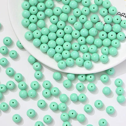 100pcs Solid‑Color Round Glass Beads