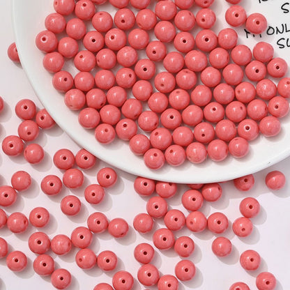 100pcs Solid‑Color Round Glass Beads