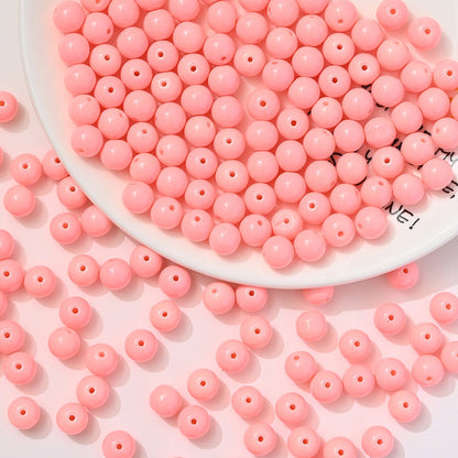 100pcs Solid‑Color Round Glass Beads