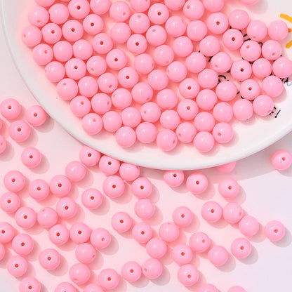 100pcs Solid‑Color Round Glass Beads