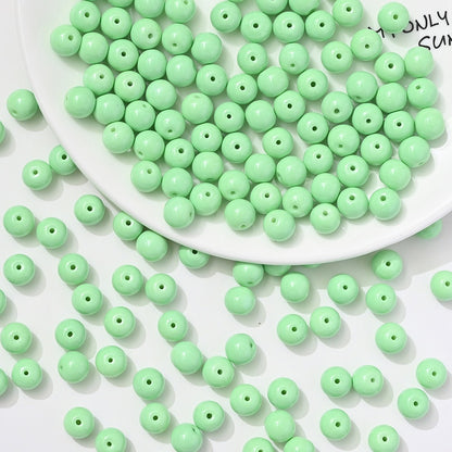 100pcs Solid‑Color Round Glass Beads