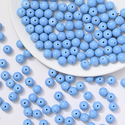 100pcs Solid‑Color Round Glass Beads