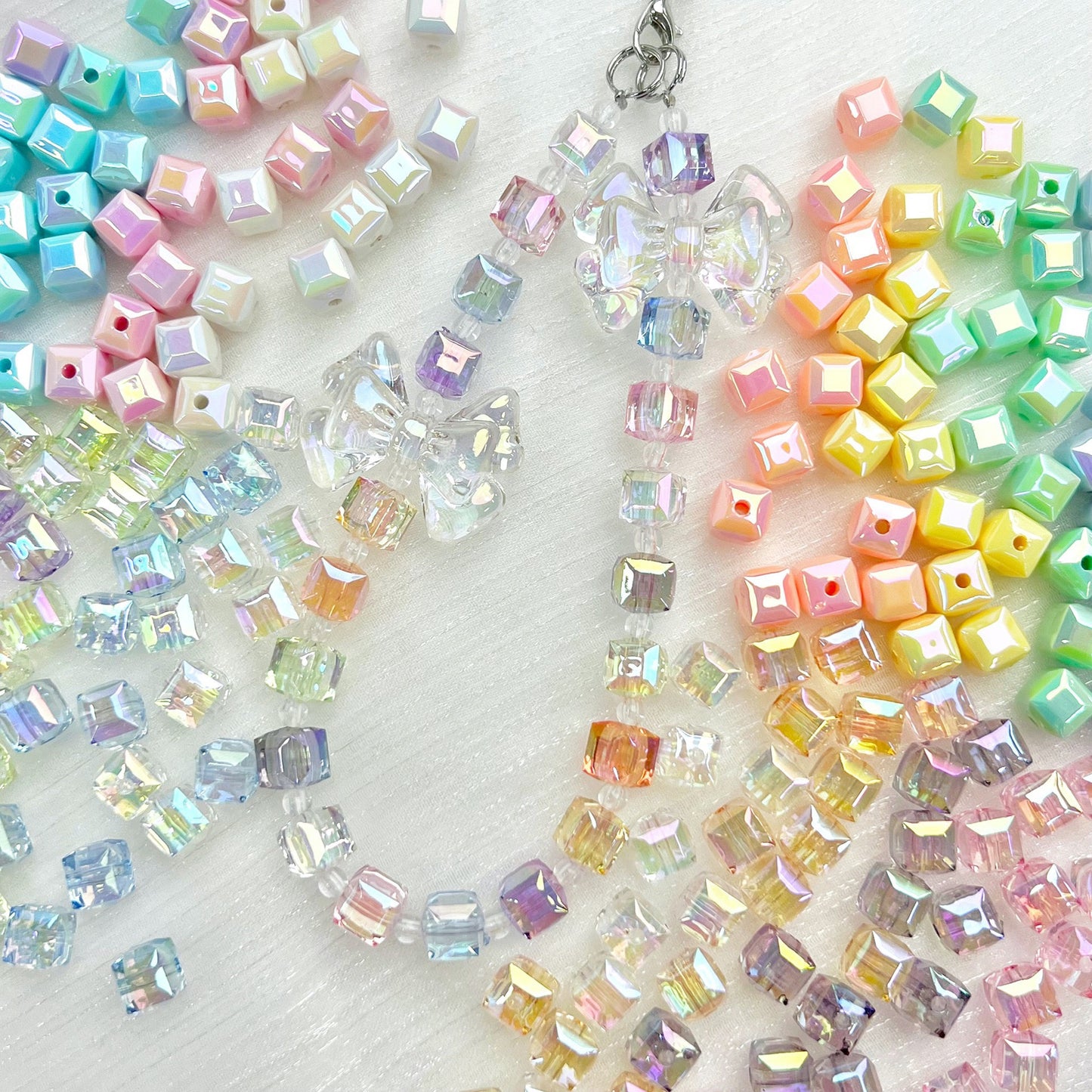 60pcs Transparent Acrylic Cube Beads